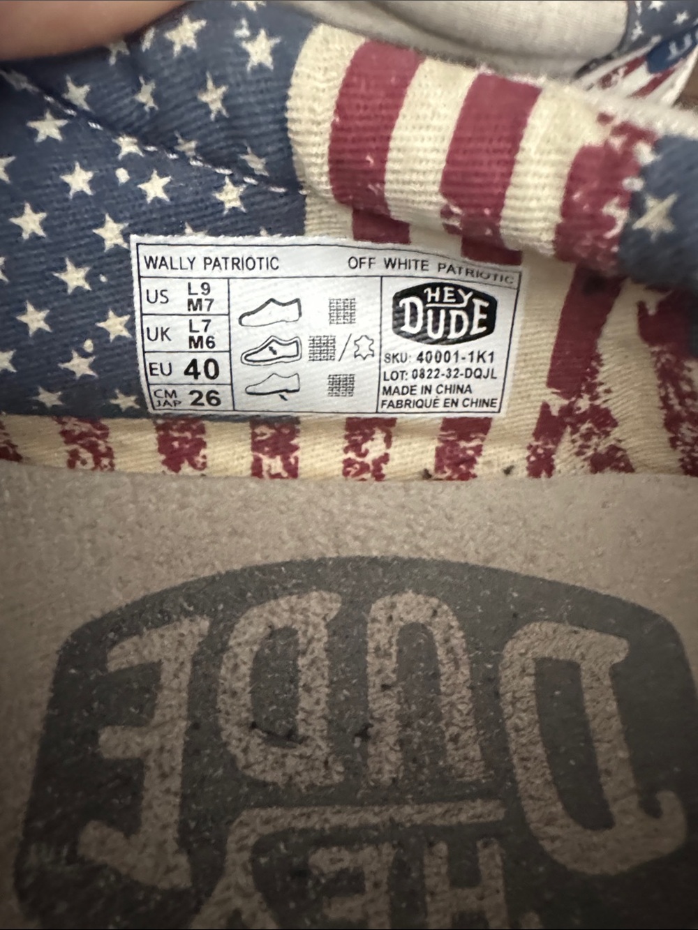 Hey Dude men’s  Slip-On Sneakers in Red, White & Blue Flag Print - Picture 4 of 5